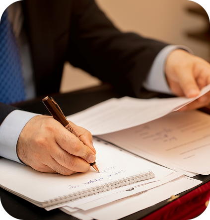 Imagem ilustrativa de um homem assinando documentos